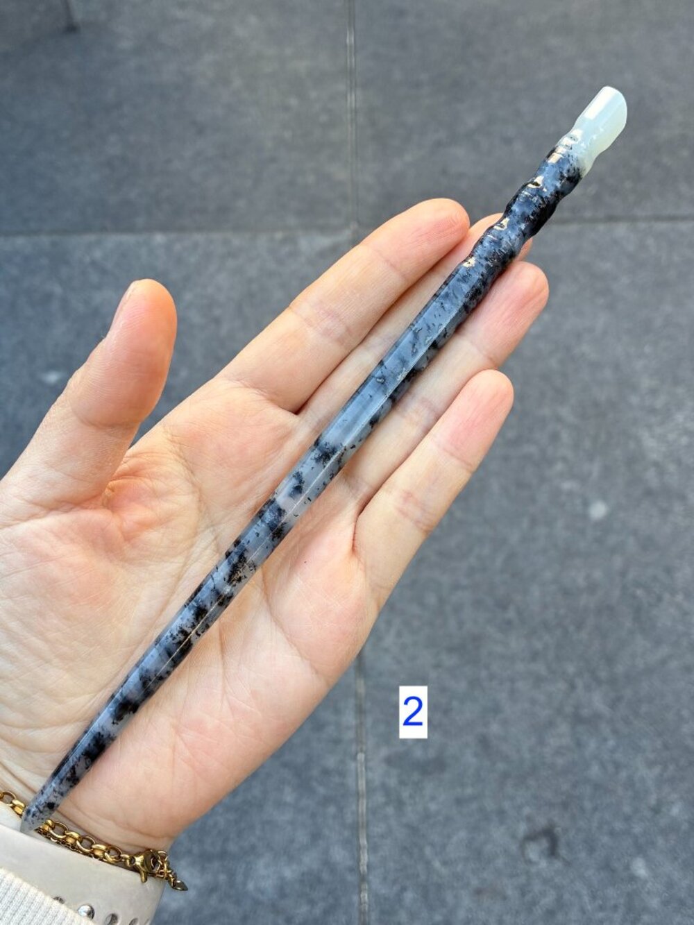 Black Bamboo Hairpin - Serpentine Jade Hair Stick Style 2